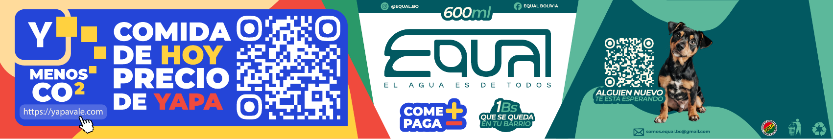 Etiqueta real EQUAL y YAPA con QR comercial